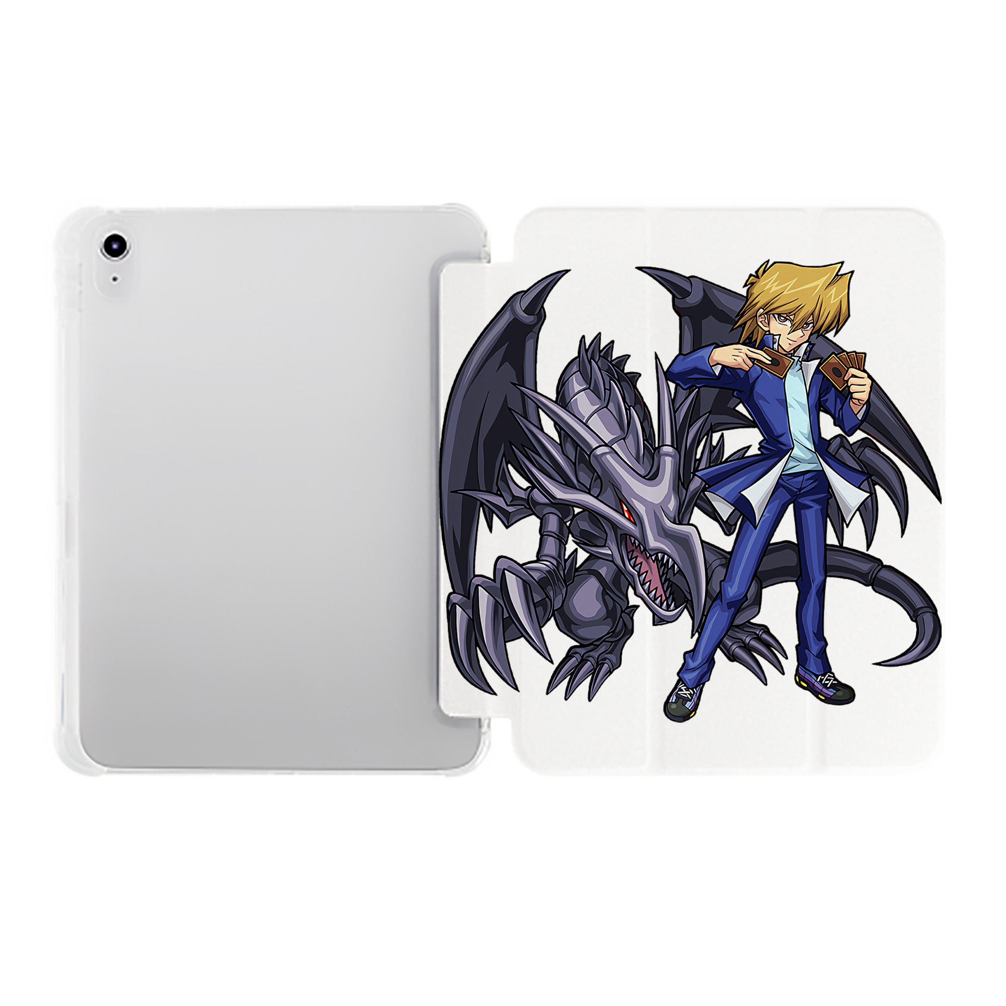 （画像用） 遊☆戯☆王 Yu-Gi-Oh! IPad ケース ペン収納付き 三つ折りスタンド PUレザー×シリコン 対応機種9.5/10.5/10.9インチ